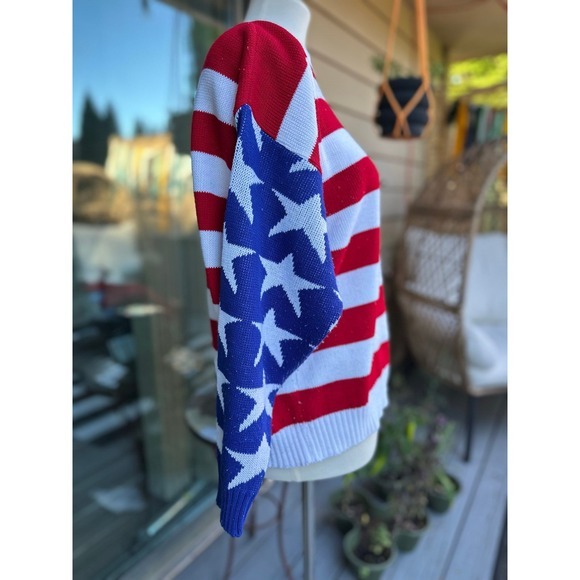 Vintage 80s Signal Sweaters American Flag Knit Patriotic Stars Stripes USA‎ - Picture 3 of 8